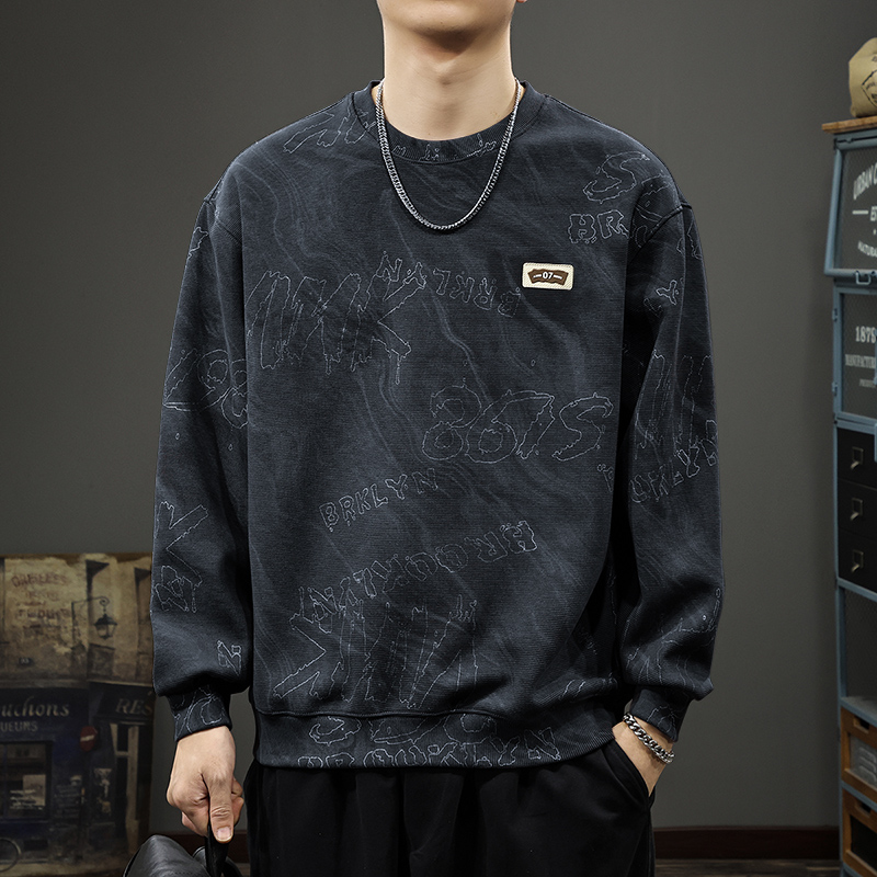 2025新款秋季重磅雲染水洗衛衣男美式痞帥長袖上衣春秋休閒外套潮