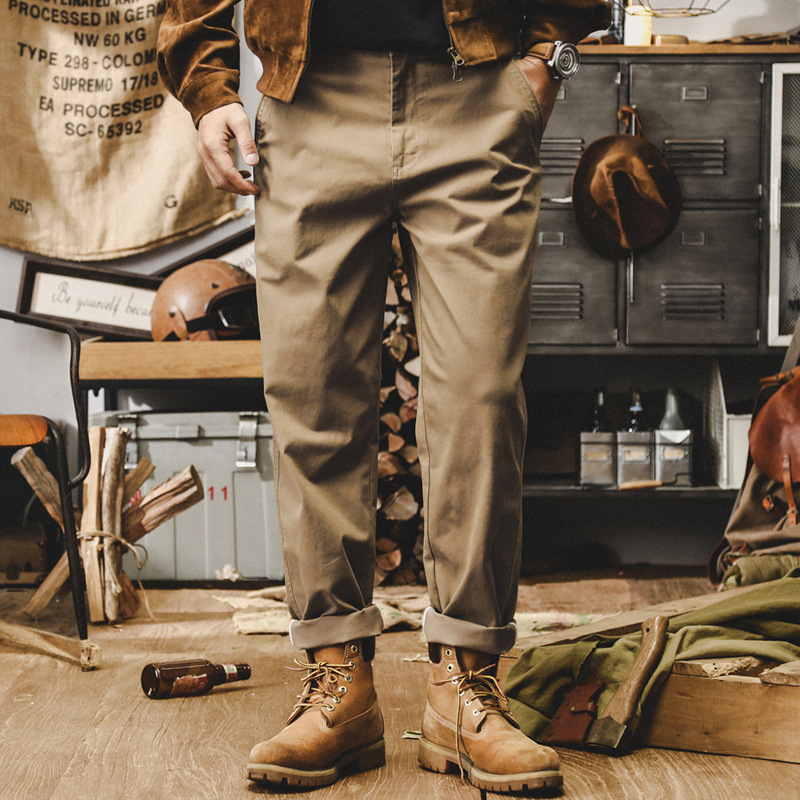 美式複古重磅工裝褲子男2024年新款男士休閑褲春秋季簡約錐形長褲
