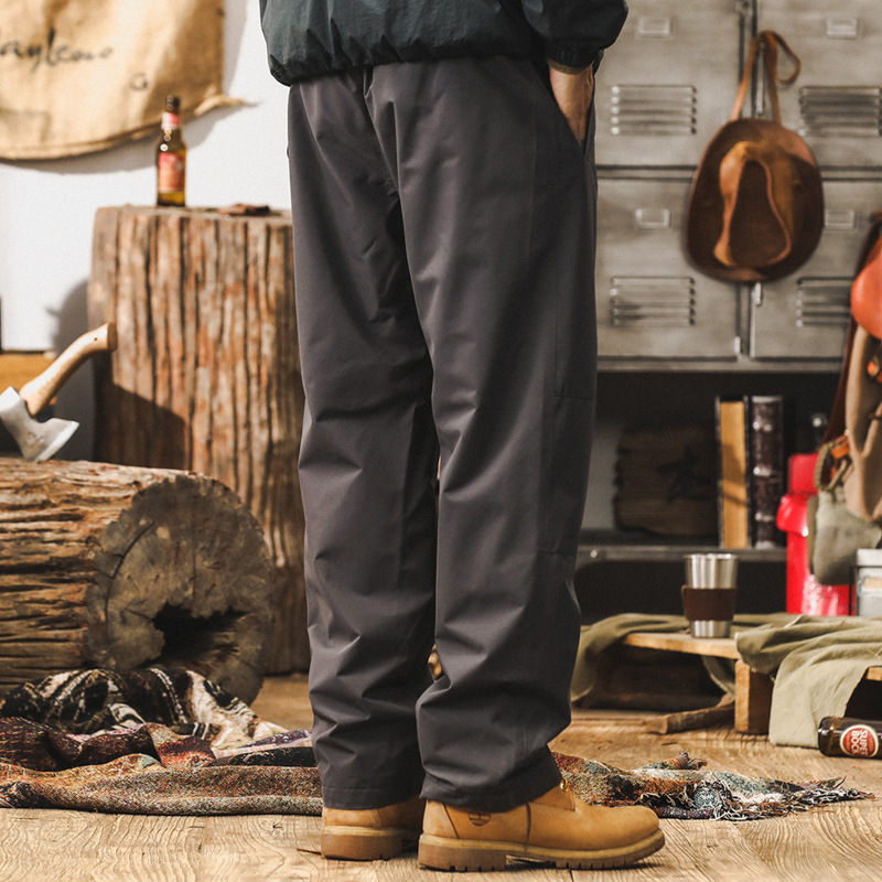 美式山系軟殼衝鋒褲男秋冬款加厚戶外騎行運動防水潮牌直筒休閒褲