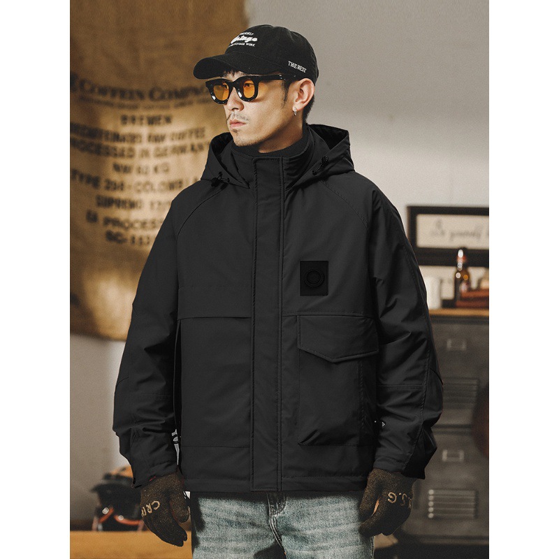 美式工裝夾克男秋冬款戶外衝鋒衣男2023新款冬季加絨加厚男士外套