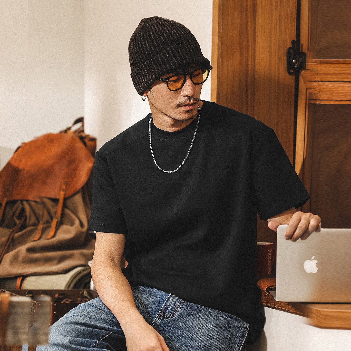 果凍棉絲滑軟糯莫代爾T恤男短袖男款夏季260重磅寬鬆休閒男士上衣