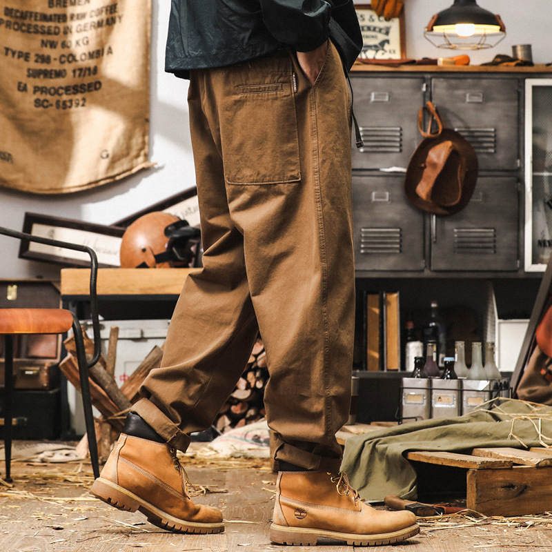 美式復古工裝褲子男秋季2024新款潮牌戰術戶外寬鬆直筒男士休閒褲