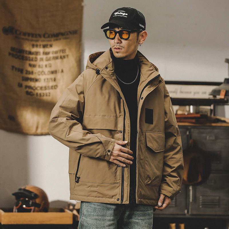 美式工裝棉服男冬季2023年新款可機洗絎棉戶外棉襖加絨加厚外套男