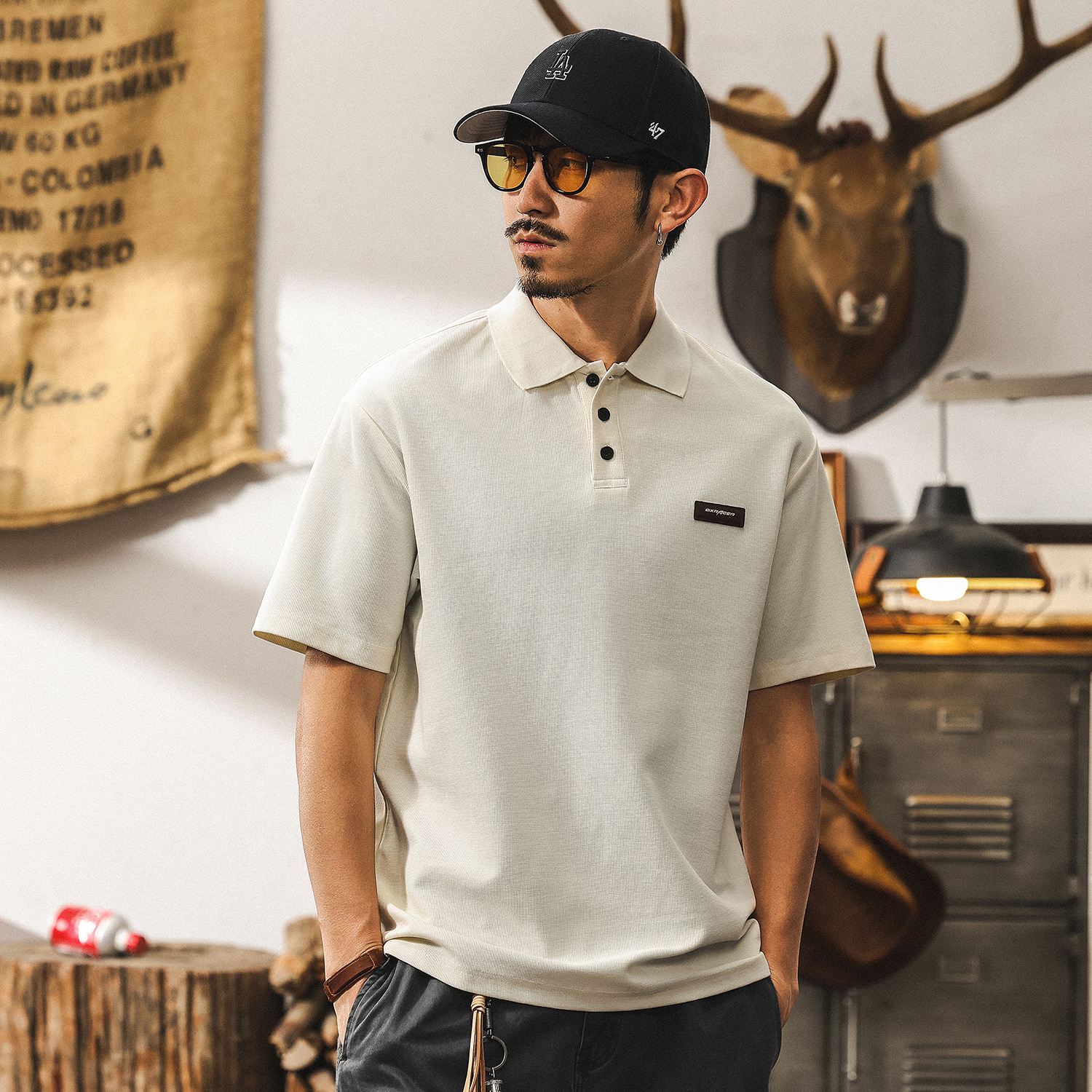 美式復古翻領Polo衫男夏季男士短袖2025年新款高級感重磅T恤男裝