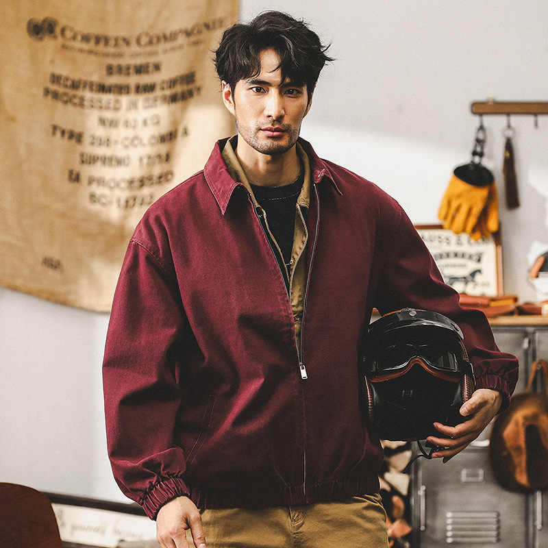 美式經典複古工裝夾克男春秋款潮牌寬松翻領水洗男士秋裝上衣外套