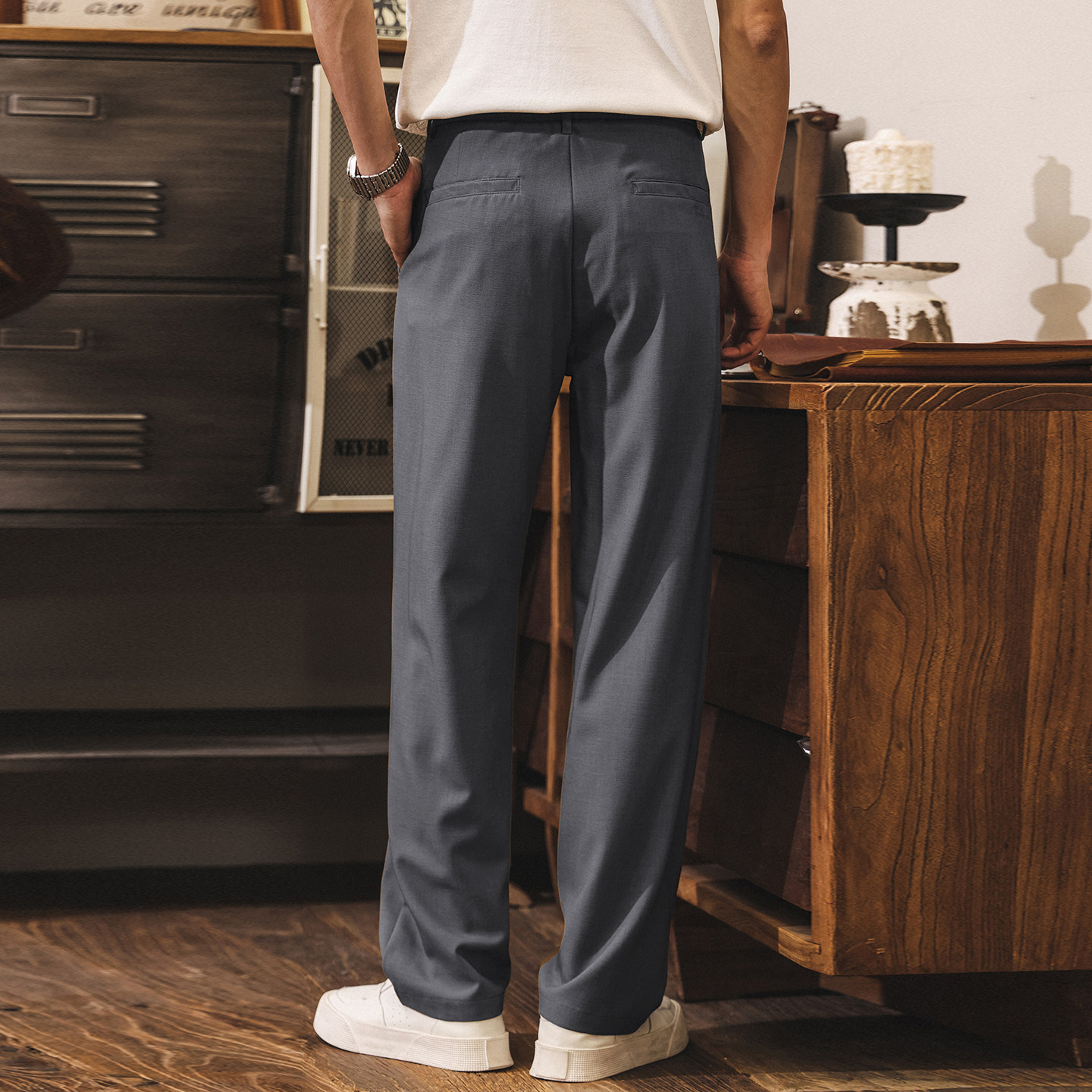 莫代爾軟糯親膚高級感休閒褲子男春季新款長褲男士直筒通勤西褲潮