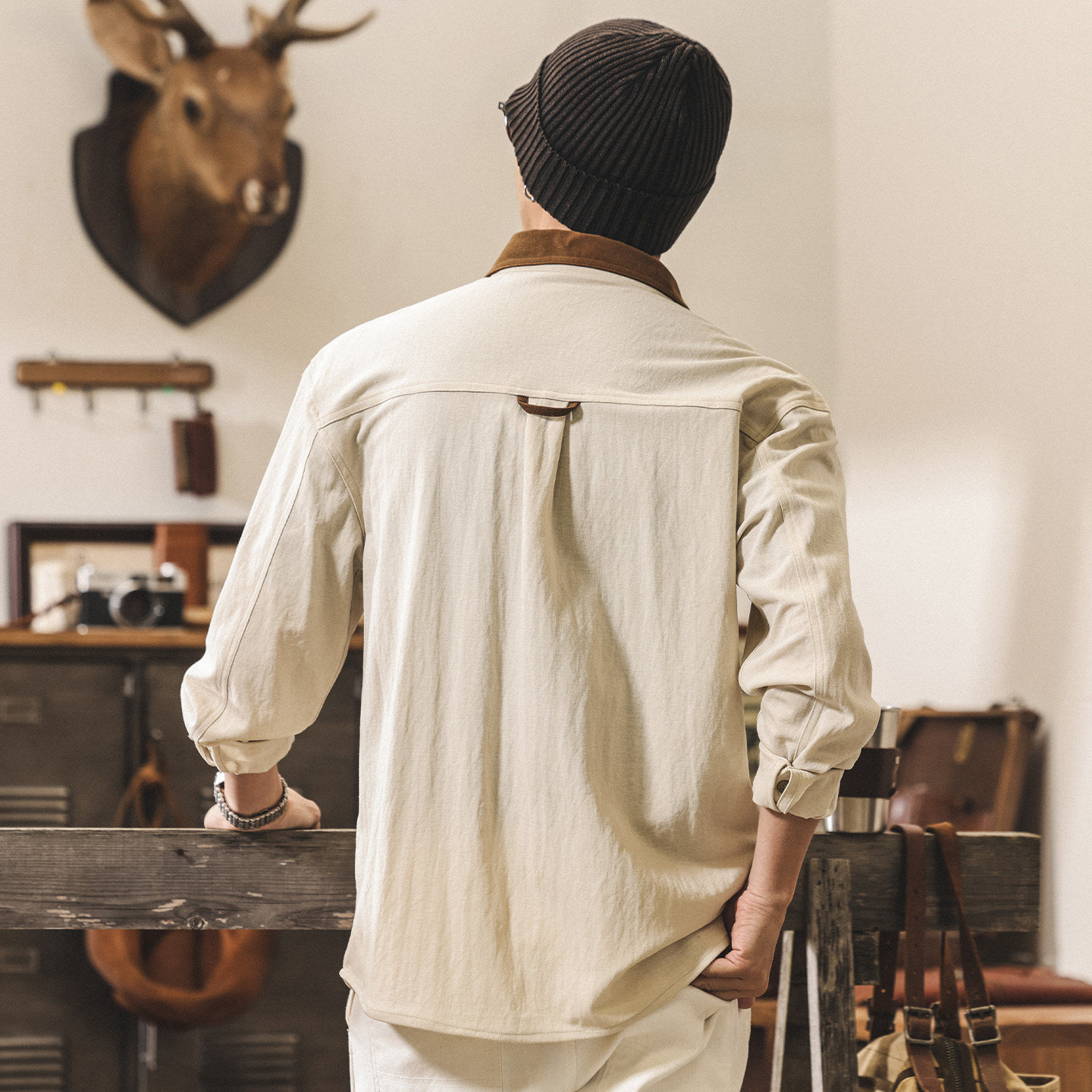 萊賽爾透氣垂感長袖襯衫男春季外套2026新款美式復古潮流男裝襯衣