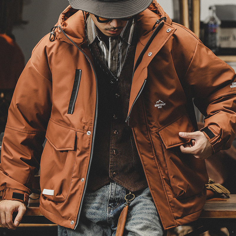 90白鴨絨山系戶外通勤美式復古羽絨服男冬季連帽寬鬆潮牌保暖外套