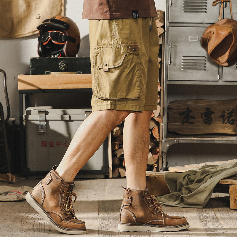 杰雷諾美式復古工裝短褲男款夏季機能ins潮流寬鬆大碼休閒五分褲