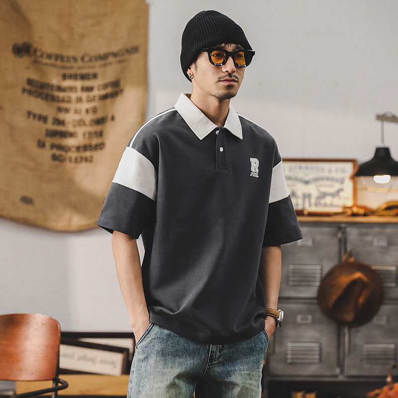 高級感280g重磅雙面棉男士T恤短袖夏季美式潮牌休閒polo衫男上衣