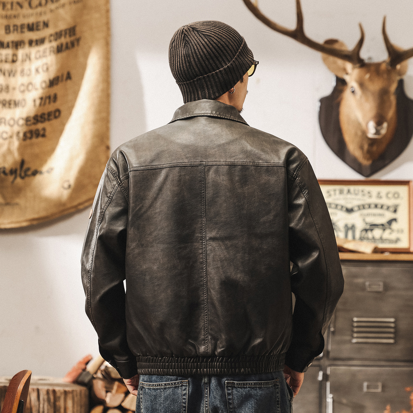 美式重磅復古軟皮衣外套男秋冬2025新款寬鬆潮牌痞帥機車皮夾克男