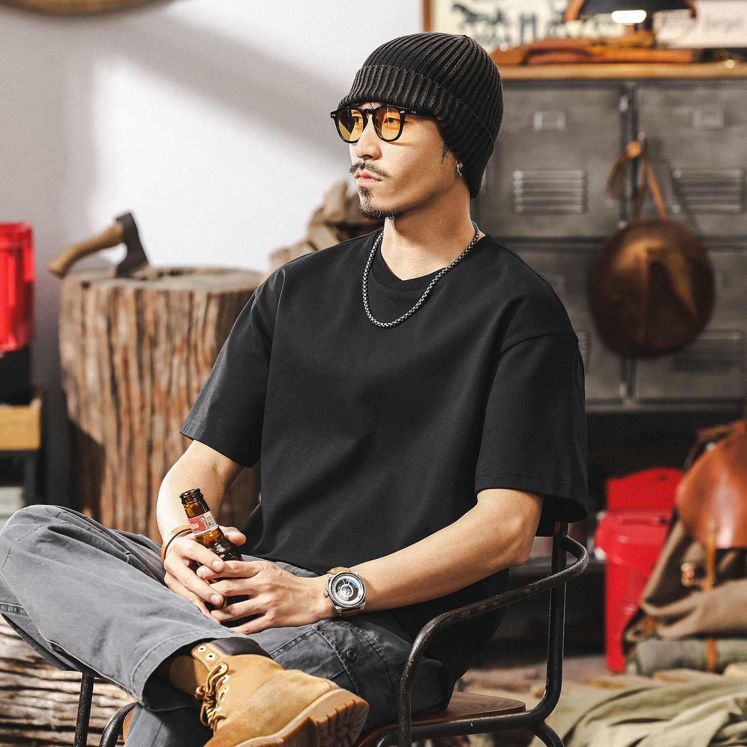 【7A級抗菌除蟎】涼感T恤男夏季短袖潮牌寬鬆簡約基礎上衣男