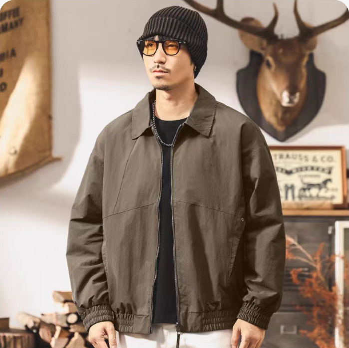 【雙面穿】美式復古春秋教練夾克男2025新款寬鬆行政休閒男士外套