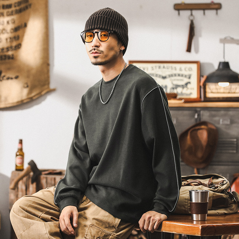 美式360g重磅長袖T恤男秋季潮牌ins潮流親膚柔軟打底衫男寬鬆上衣