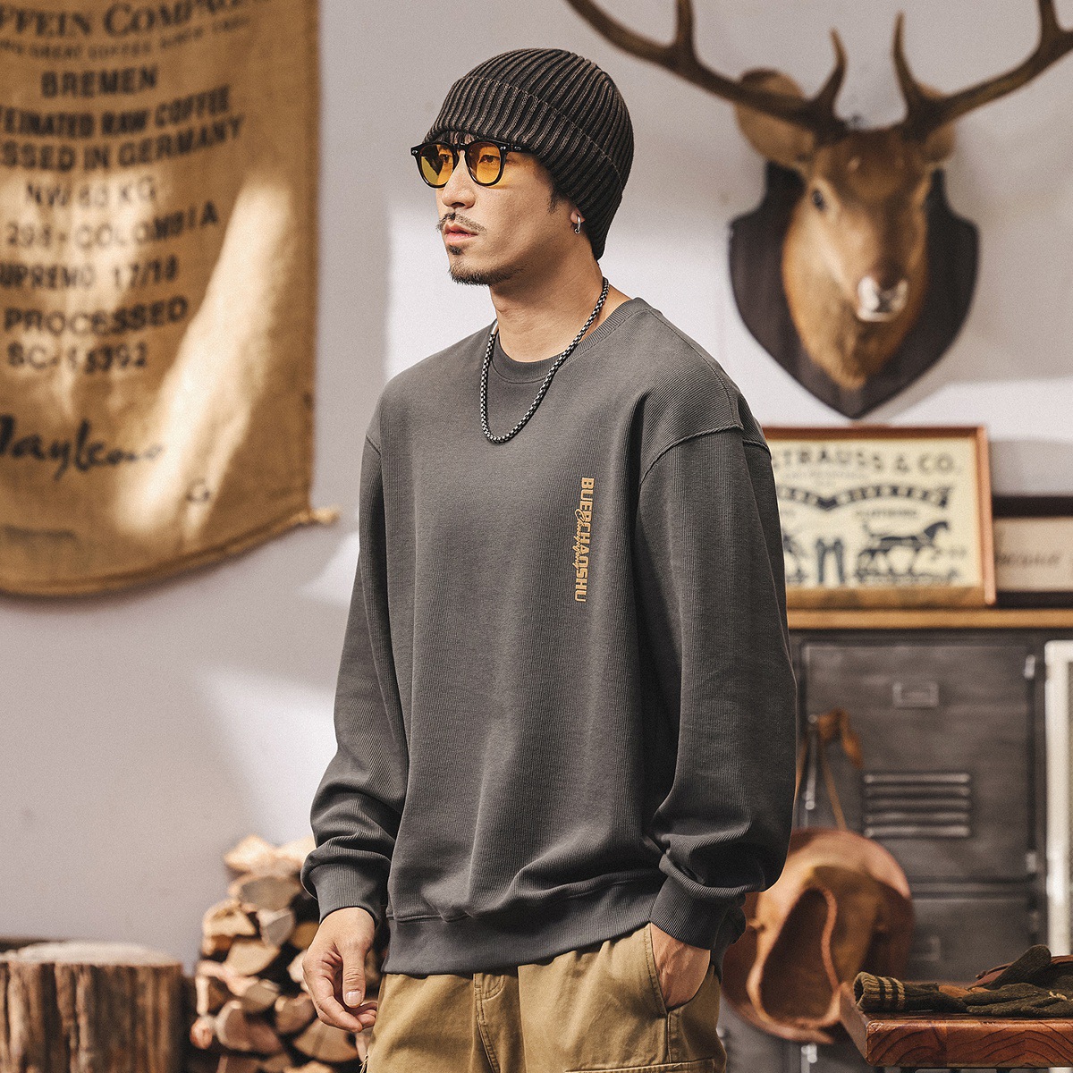 美式復古衛衣男春秋2025新款潮牌380g重磅男士寬鬆大碼休閒上衣潮