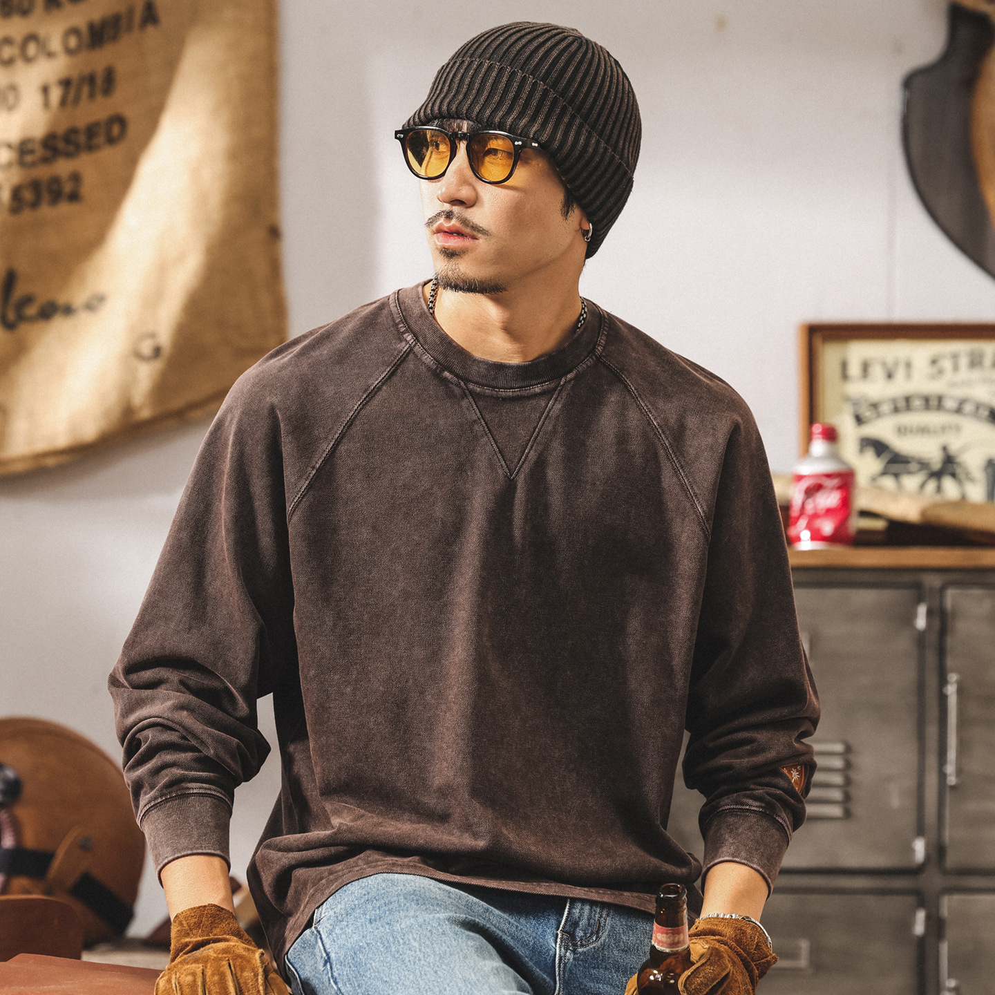 美式復古長袖t恤男2025新款潮牌男裝硬漢280g重磅寬鬆秋季上衣男T