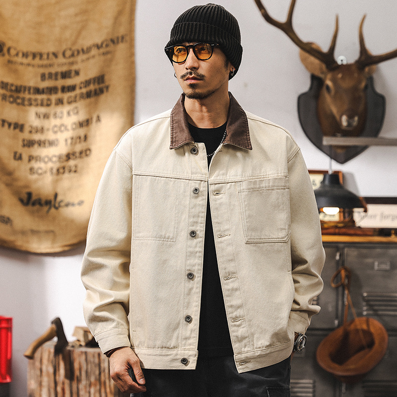 環保原胚棉巴恩風工裝外套男春秋2025新款潮流美式復古春季夾克男