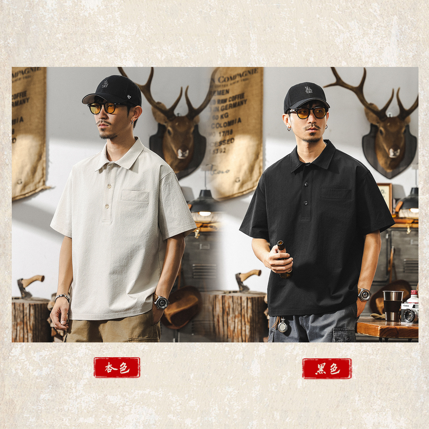 泡泡紗短袖男夏季涼感Polo衫男士寬鬆2025新款美式復古半袖T恤男