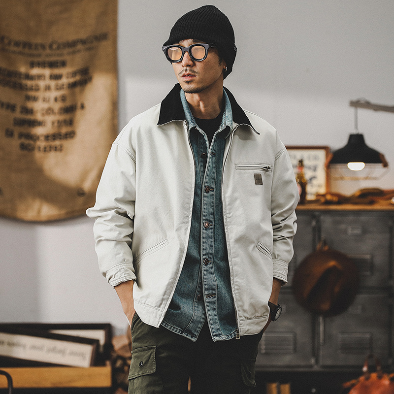 美式經典密歇根工裝夾克男春秋潮牌痞帥復古底特律獵裝硬漢外套男