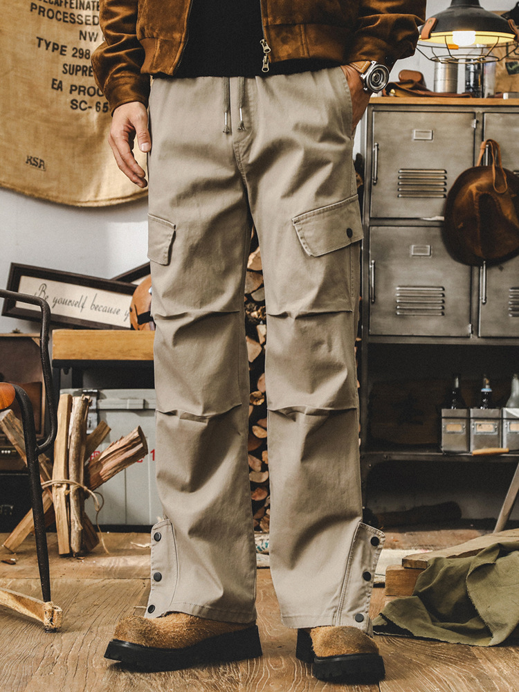 傑雷諾美式複古工裝褲子男寬松2024新款休閑長褲潮牌機能傘兵褲男