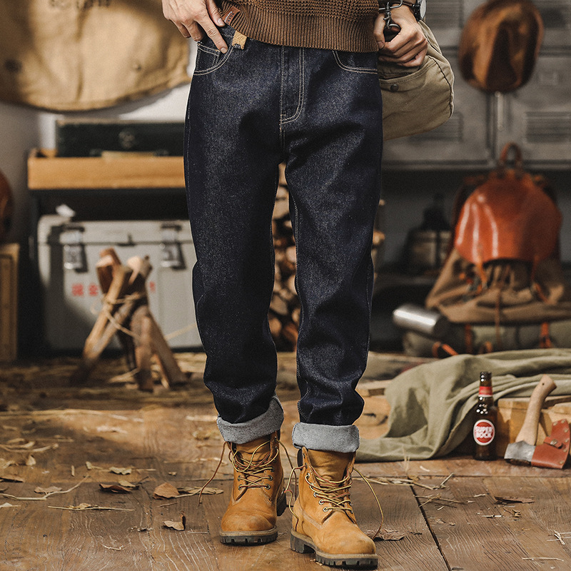 春季活性染不掉色牛仔褲男直筒2024新款美式經典原色水洗休閒褲男