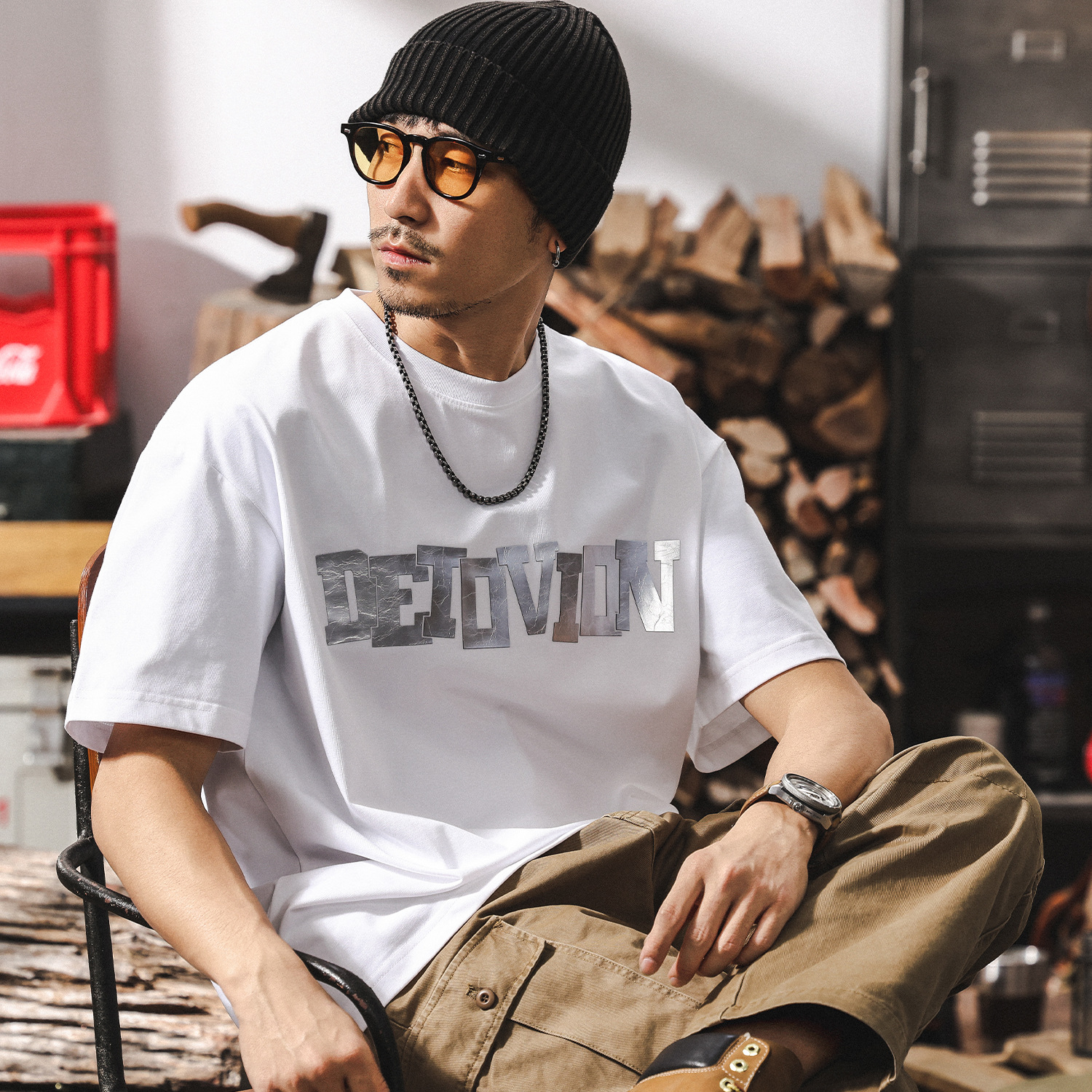 索羅娜涼感UPF50 防曬短袖T恤男夏季潮流立體印花潮流寬鬆上衣男