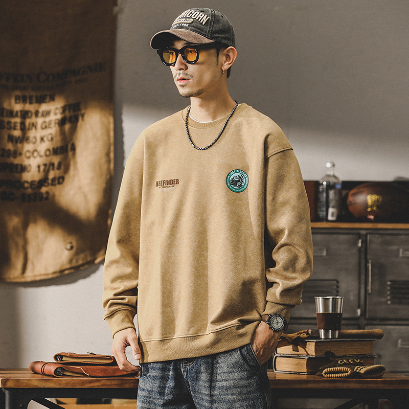 杰雷諾美式350g重磅衛衣男2023年秋冬款寬鬆大碼印花百搭長袖衫男