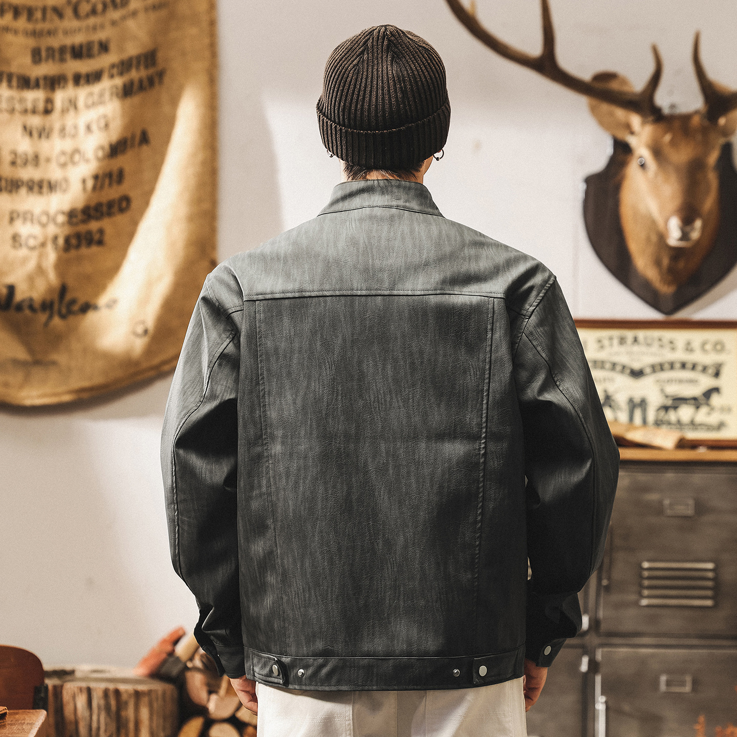美式復古解構機車皮衣外套男春秋2025新款潮牌街頭硬漢痞帥皮夾克