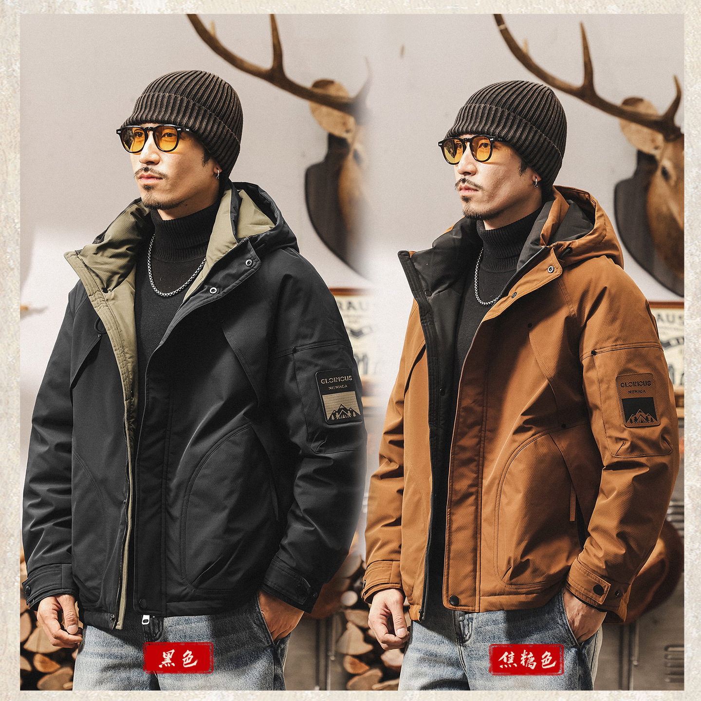 美式復古高充絨冬季羽絨服男款加厚潮牌工裝派克服禦寒保暖外套男