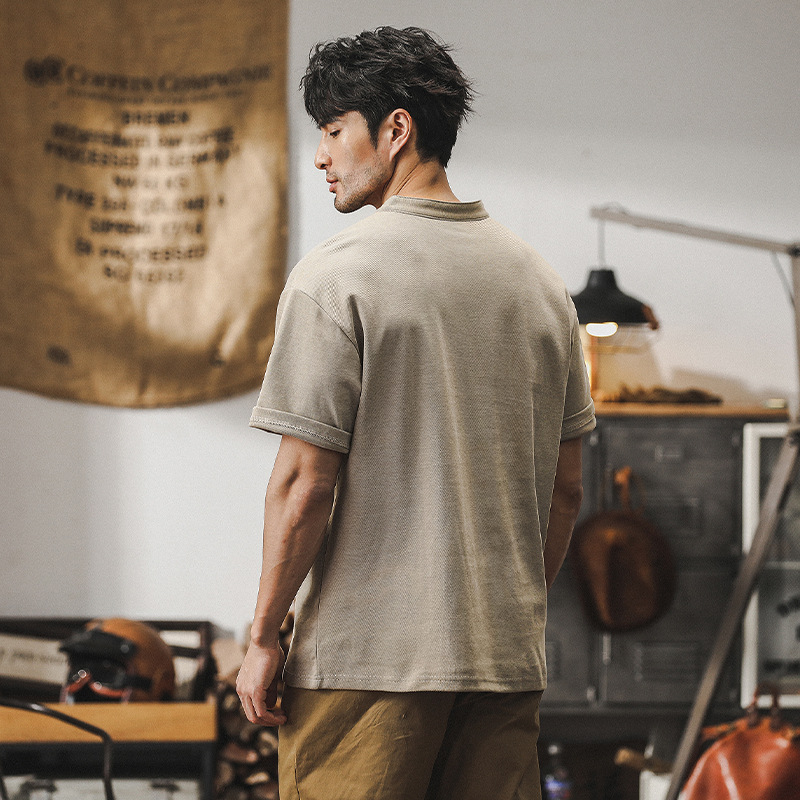 美式重磅Polo衫男短袖夏季2024新款寬鬆潮牌亨利衫簡約休閒T恤男