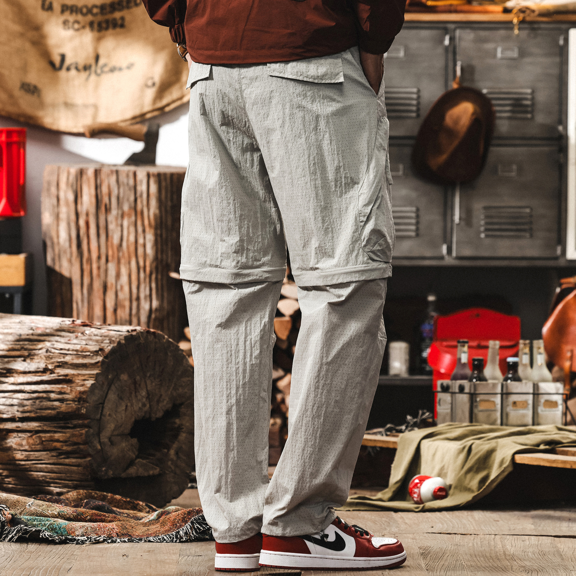 冰絲涼感薄款工裝褲子男夏季可拆卸機能風戶外徒步長褲速干休閒褲