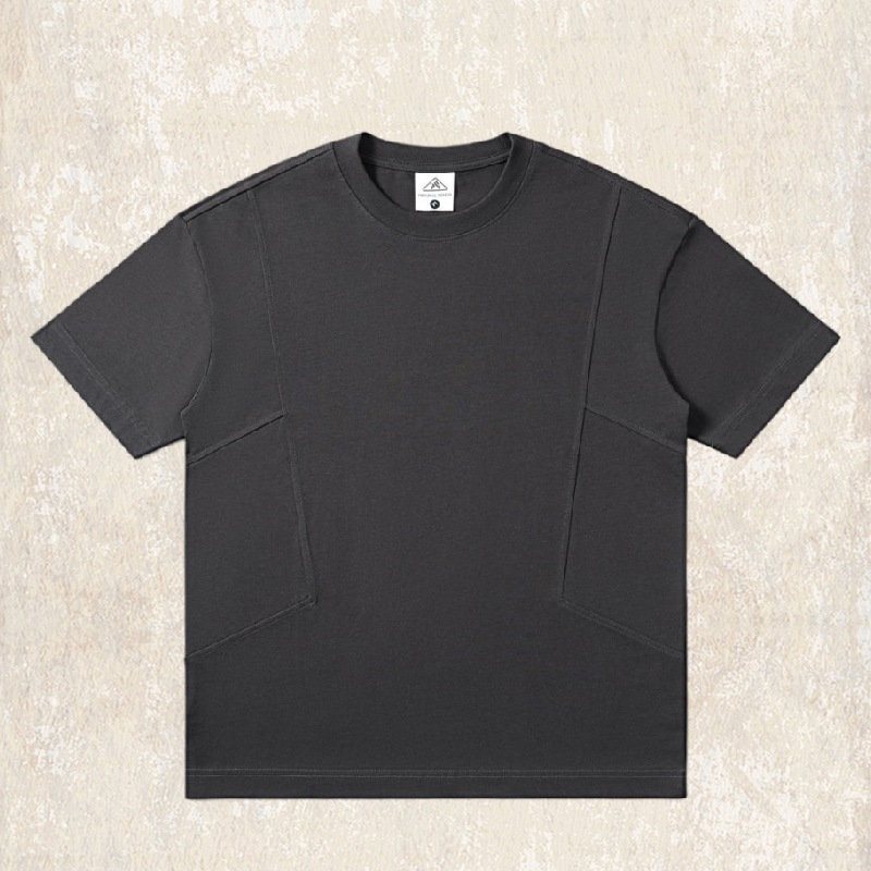 美式復古T恤短袖男款夏季280g重磅潮牌拼接寬鬆大碼上衣男裝