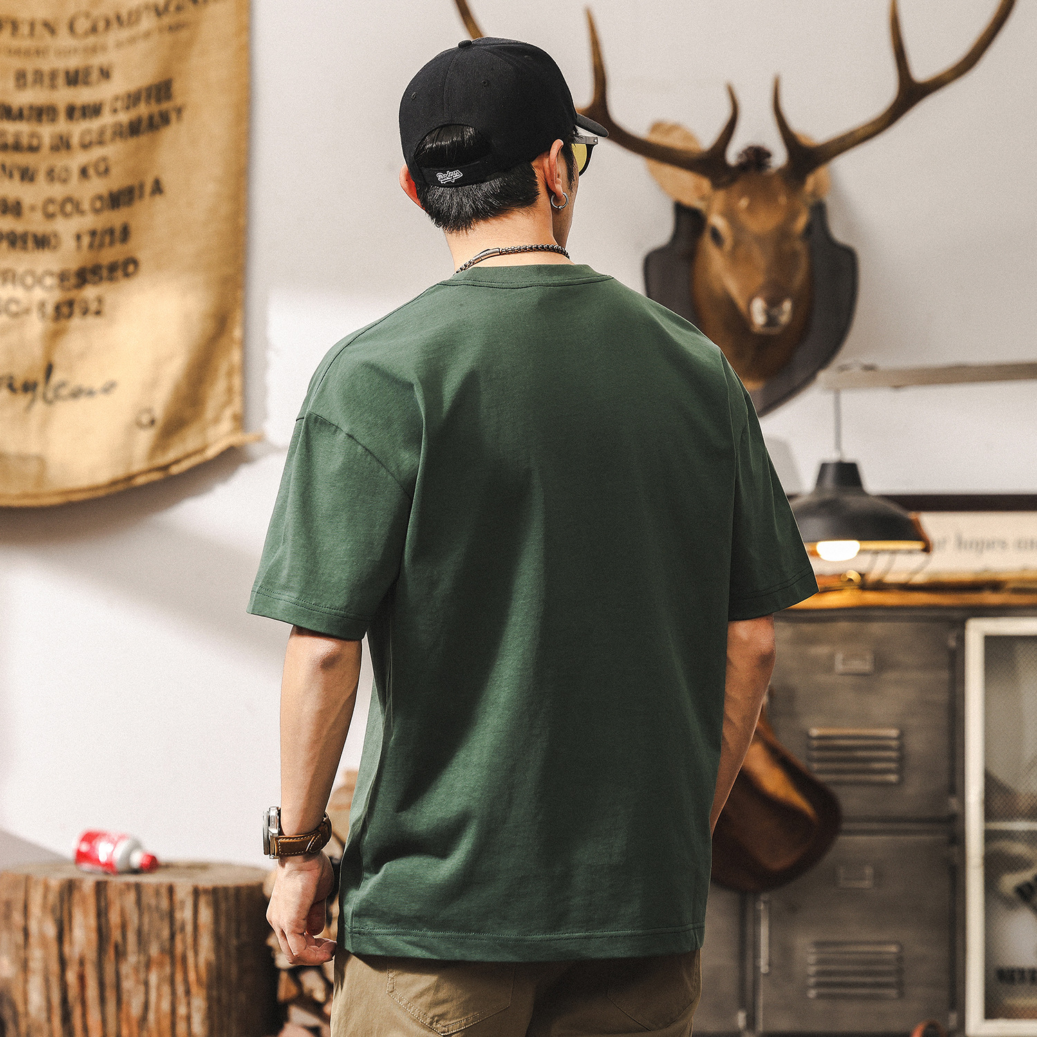 【科技涼感】美式重磅T恤男夏季短袖2025新款潮牌寬鬆上衣男