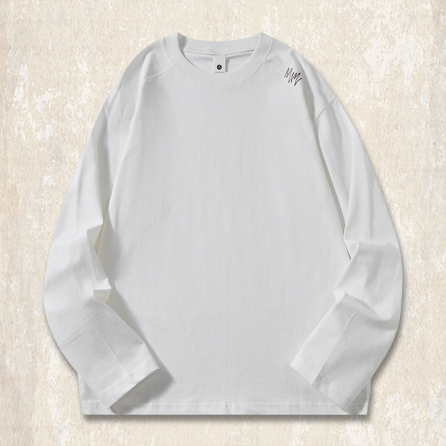 美式復古230g重磅t恤男長袖秋季新款簡約寬鬆休閒棗紅色男裝上衣T