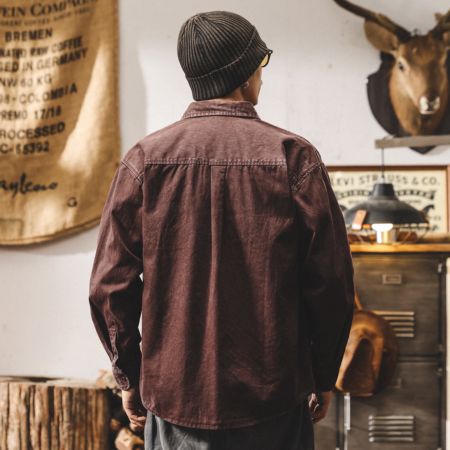 美式復古酵素水洗牛仔外套男春秋2025新款工裝襯衫男長袖寬鬆襯衣