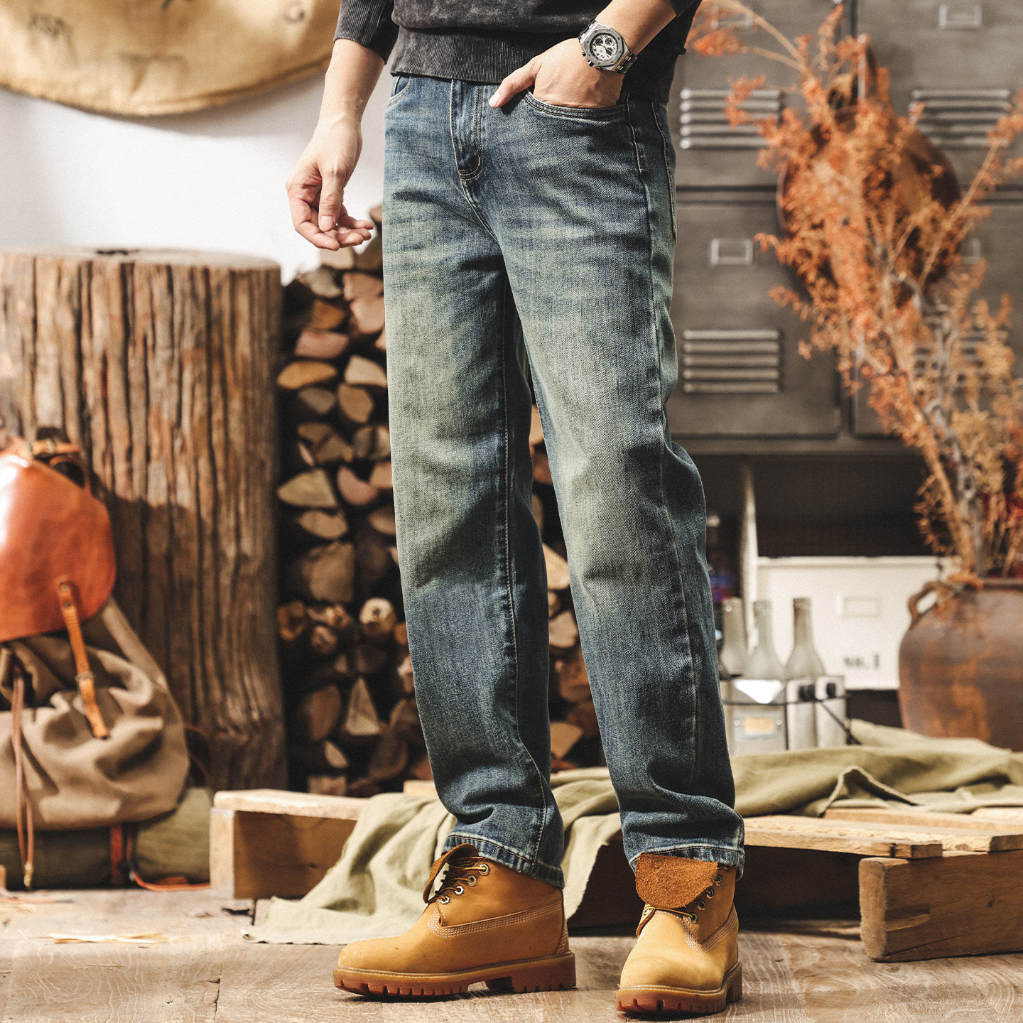 美式經典復古牛仔褲男2026春季新款潮牌水洗直筒寬鬆休閒長褲子男