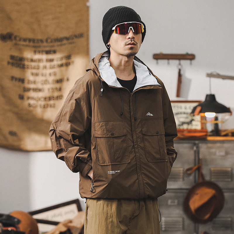 美式戶外工裝夾克外套男春秋季2024新款男士衝鋒衣防水機能防曬服