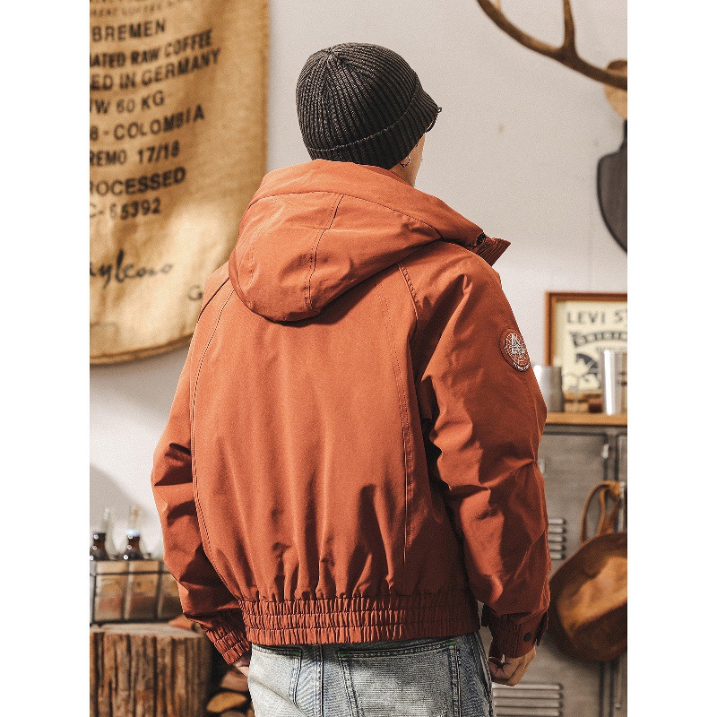 美式復古90%純白鴨絨羽絨服男冬季連帽保暖加厚機能工裝外套男款