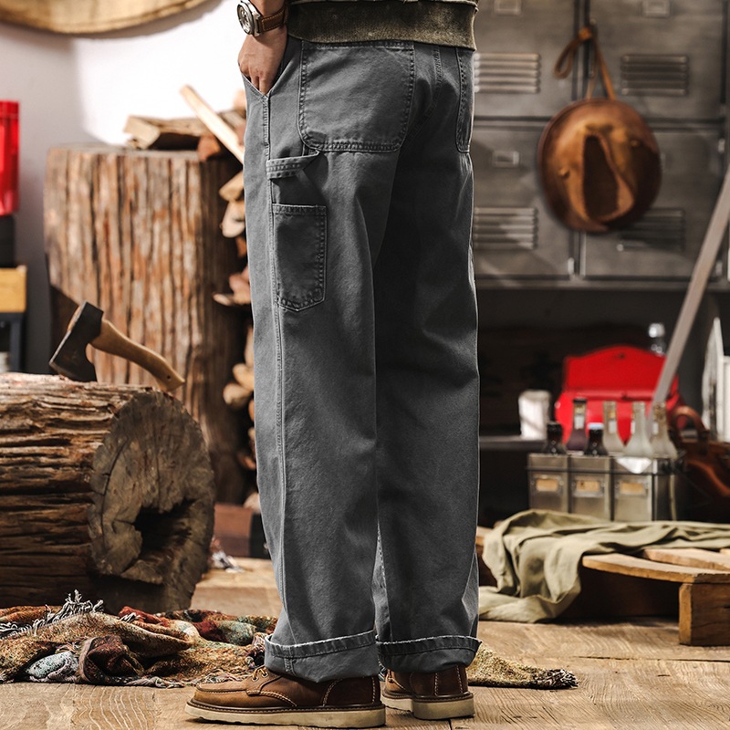 珠帆格直筒休閒褲男春季2025新款美式潮牌復古寬鬆硬朗牛仔褲