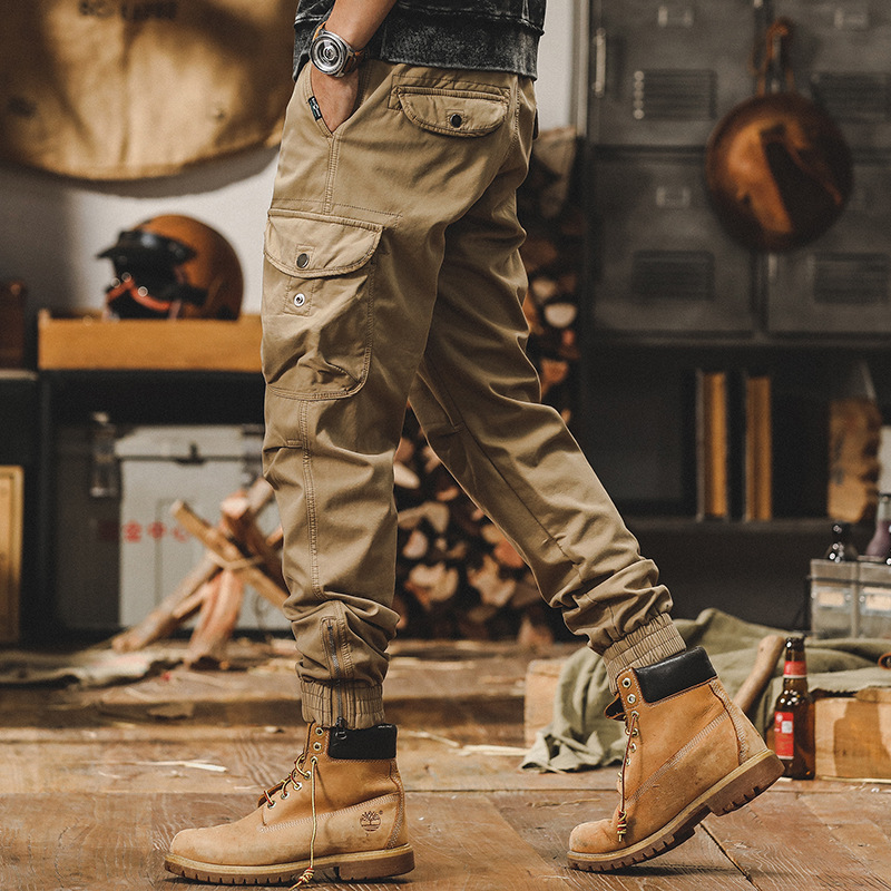 美式復古工裝褲子男春季2024新款拉鏈束腳戶外戰術獵裝男士休閒褲