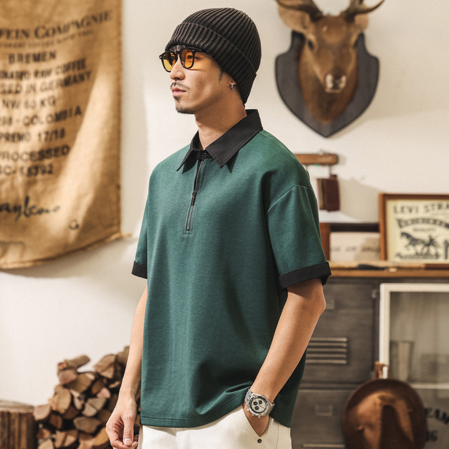 7A抗菌軟糯果凍棉莫代爾短袖Polo衫男夏季潤滑涼感潮牌假兩件T恤