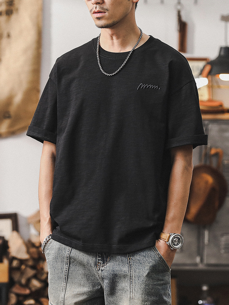 美式重磅男士短袖T恤夏季寬鬆大碼男裝2024新款寬鬆體恤男款