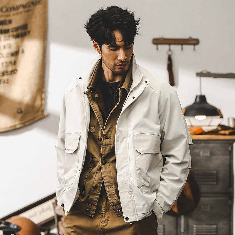 美式復古工裝外套男春秋2024新款城市戶外通勤衝鋒衣潮牌休閒夾克