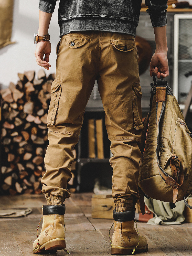 美式復古工裝褲男潮牌2024新款直筒男士春季褲子獵裝戰術休閒褲男