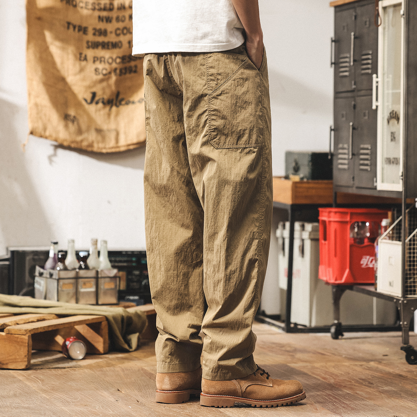 美式復古戶外工裝褲子男士2025新款寬鬆直筒男士休閒褲男秋季長褲