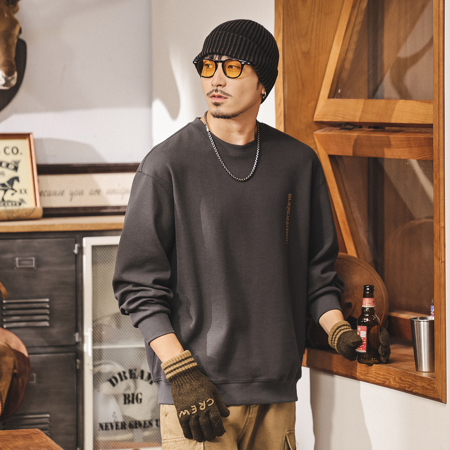 美式復古衛衣男春秋2025新款潮牌380g重磅男士寬鬆大碼休閒上衣潮