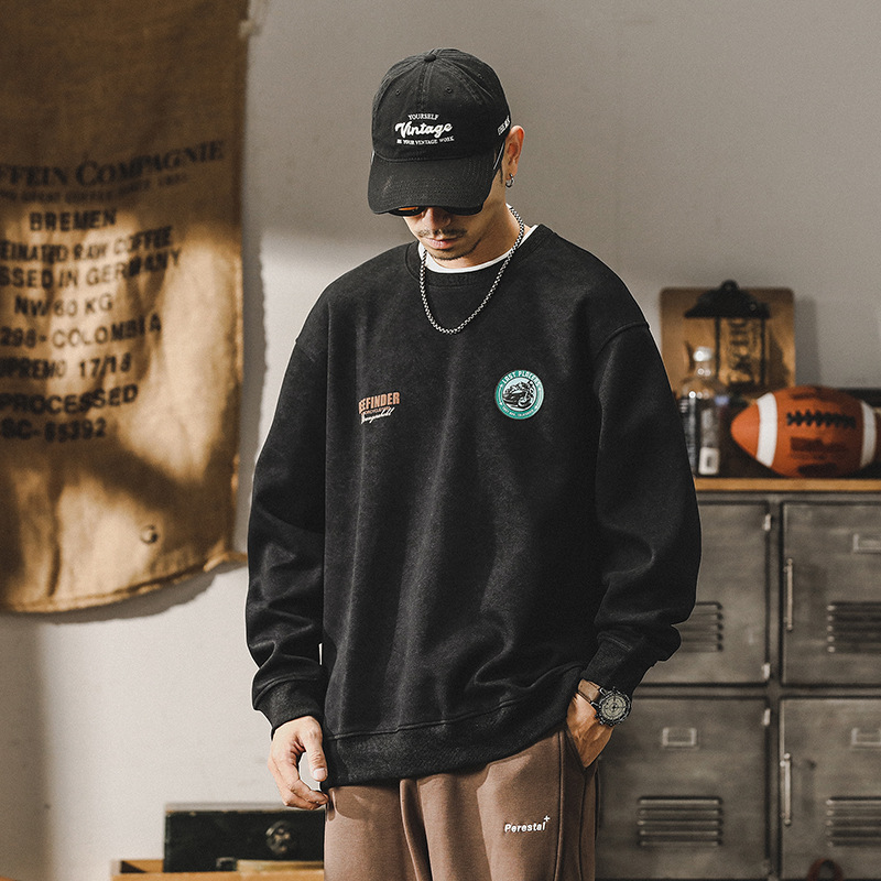 杰雷諾美式350g重磅衛衣男2023年秋冬款寬鬆大碼印花百搭長袖衫男