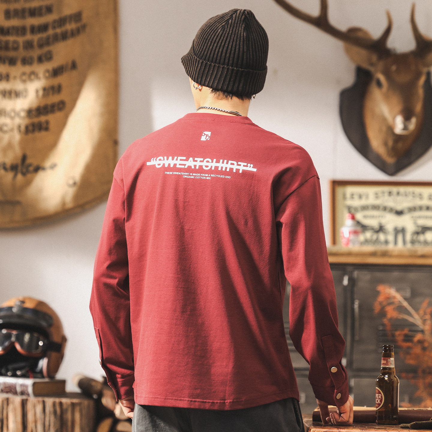 美式復古秋季長袖T恤男2025新款寬鬆男裝潮牌休閒男士透氣上衣潮T