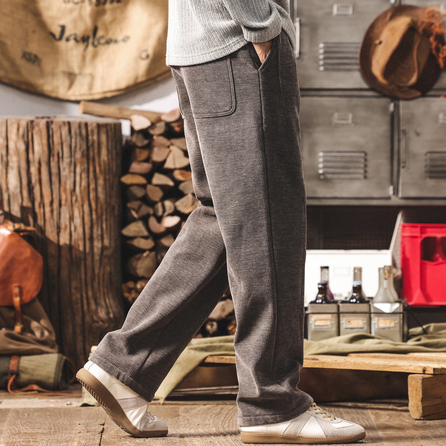 美式復古重磅燈芯絨褲子男士休閒褲2026新款冬季加厚寬鬆直筒長褲