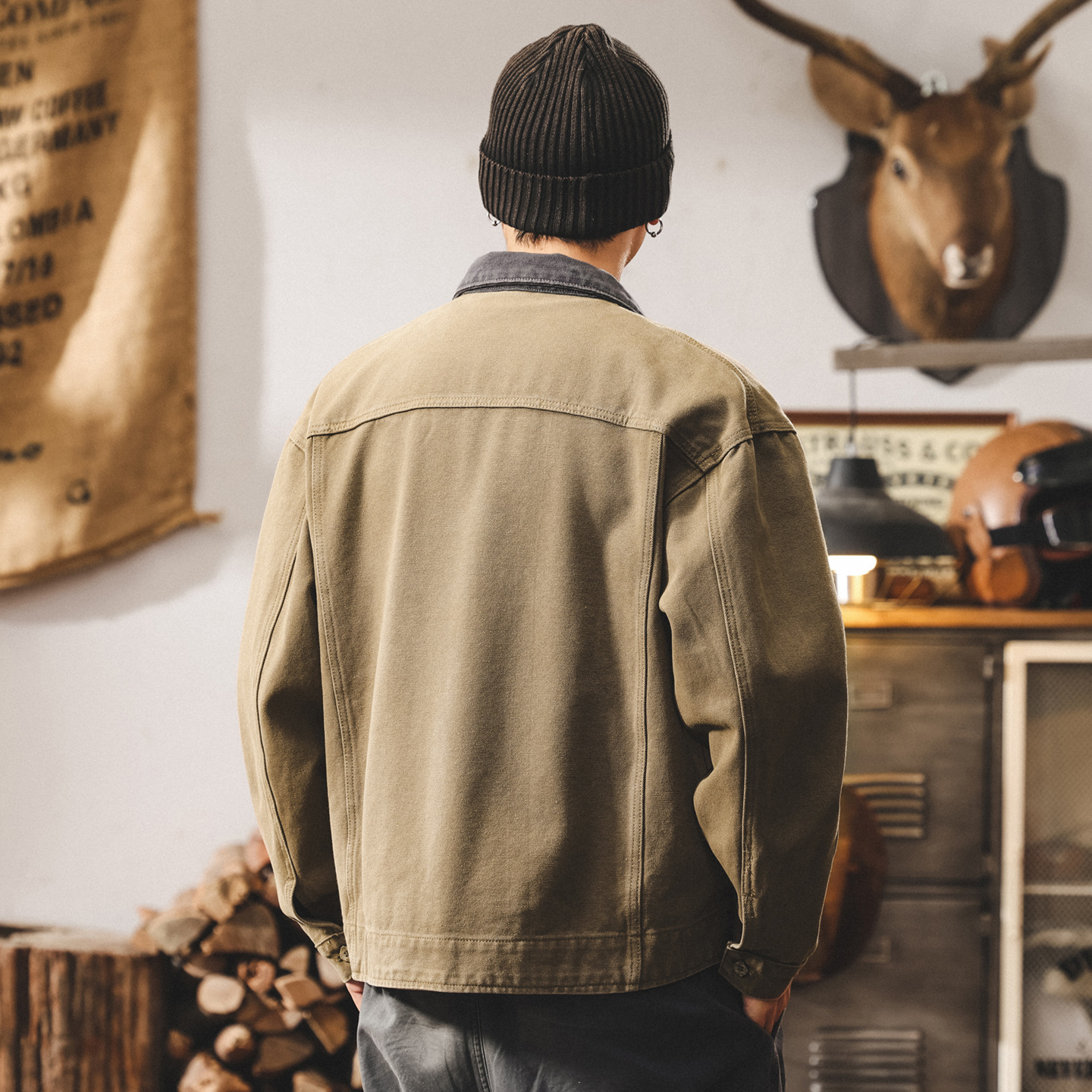 美式復古重磅工裝外套男春秋款潮牌獵裝硬漢寬鬆休閒夾克男士秋季